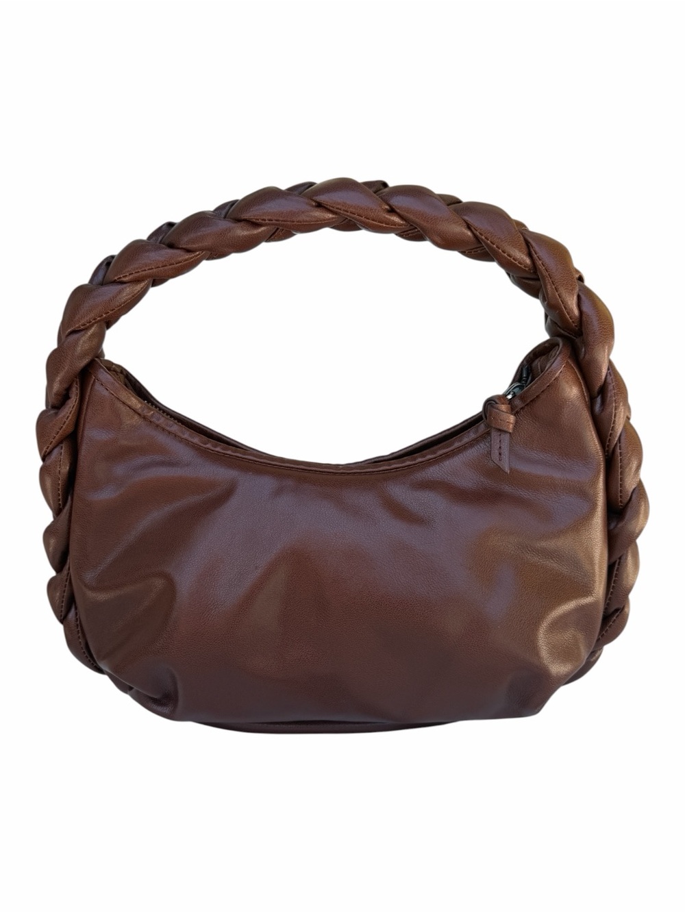 HEREU Espiga Braided Leather Hobo Shoulder Bag Chocolate Brown NEW w/Dust Bag